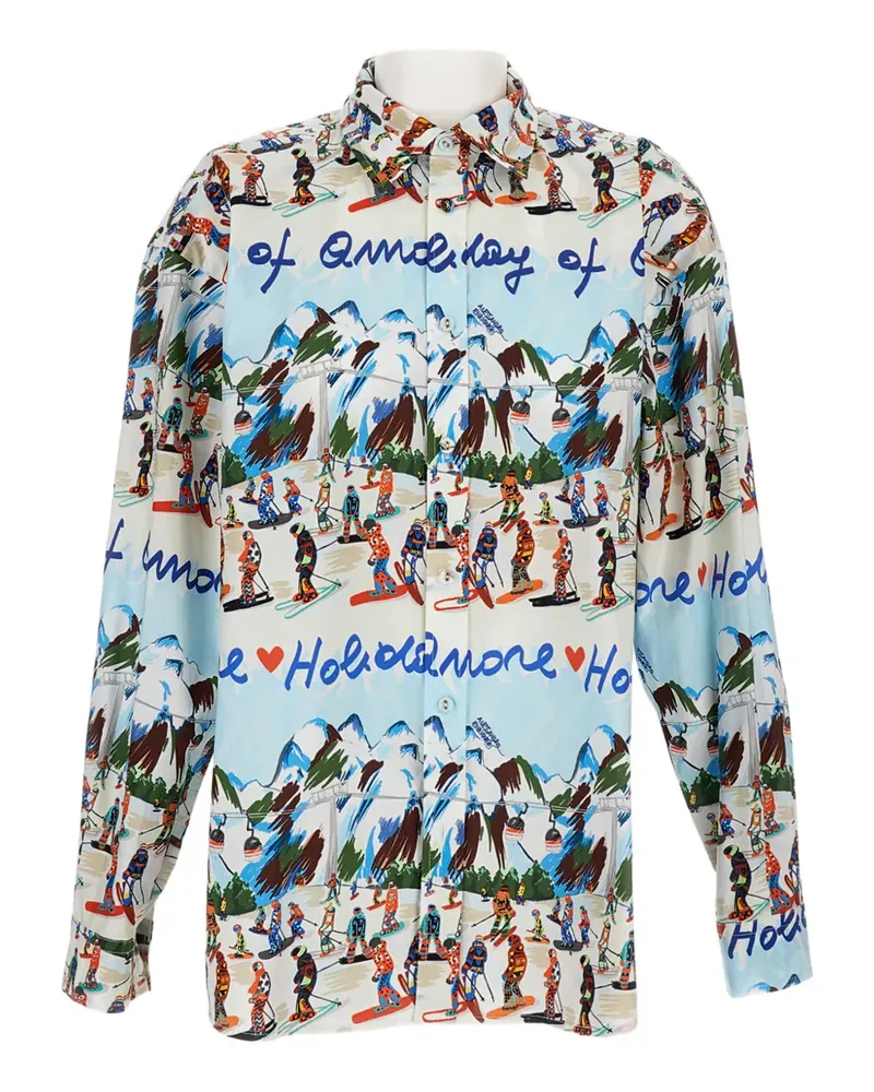 Alessandro Enriquez Hemd mit Print - Weiß Weiß