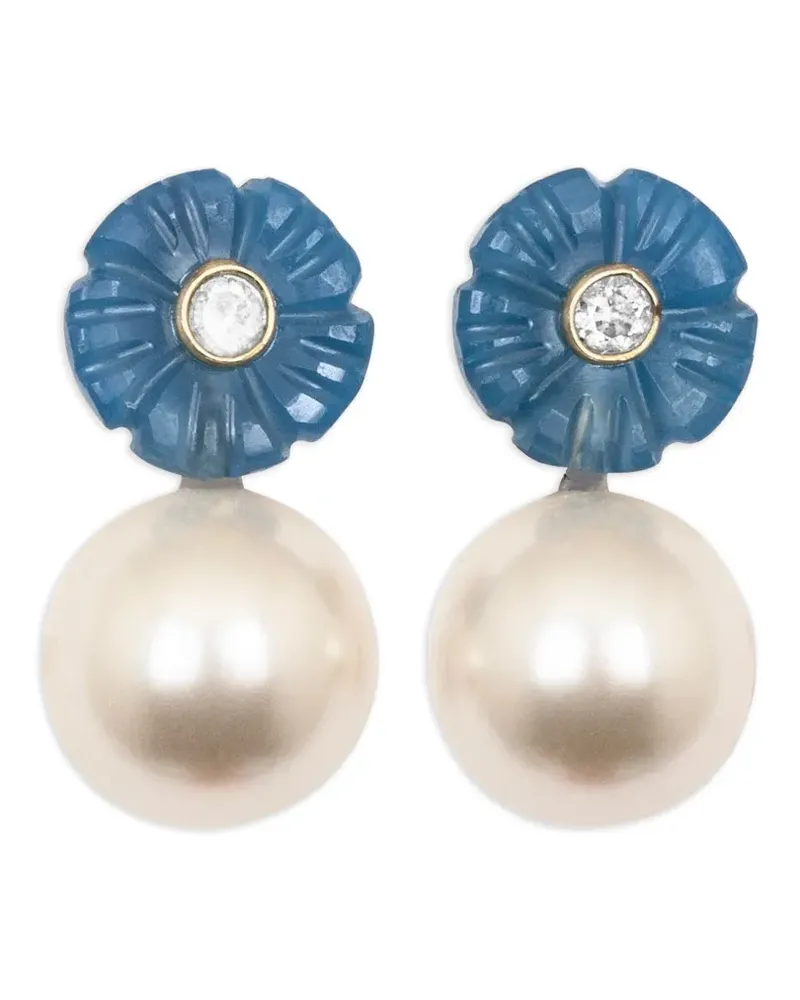 Jennifer Behr Libby Chalcedon-Ohrringe mit Blume - Weiß Weiß