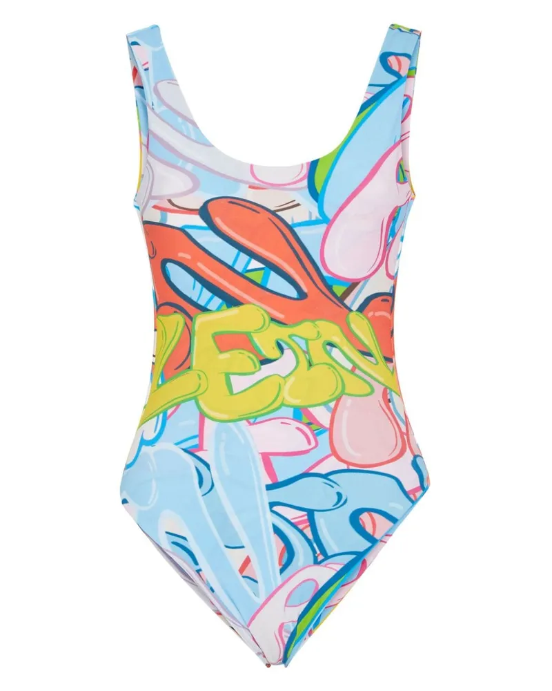 Philipp Plein Badeanzug mit Graffiti-Print - Blau Blau
