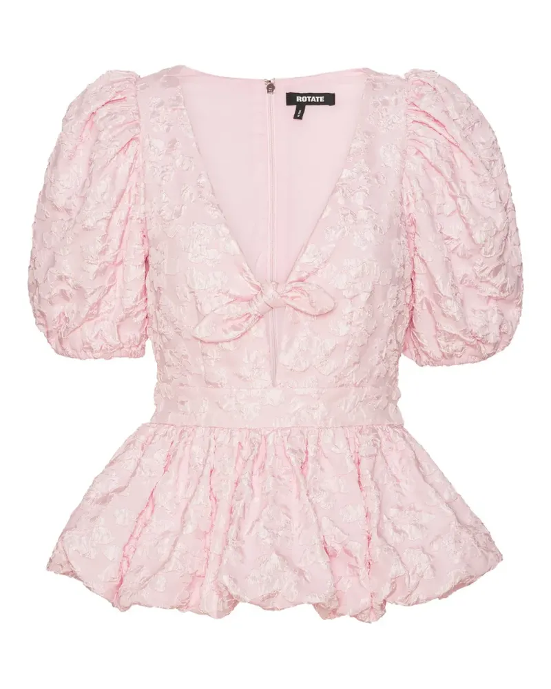 ROTATE Birger Christensen Jacquard-Oberteil mit Puffärmeln - Rosa Rosa