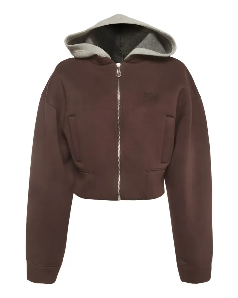 Sandro logo-detail cropped hoodie - Braun Braun