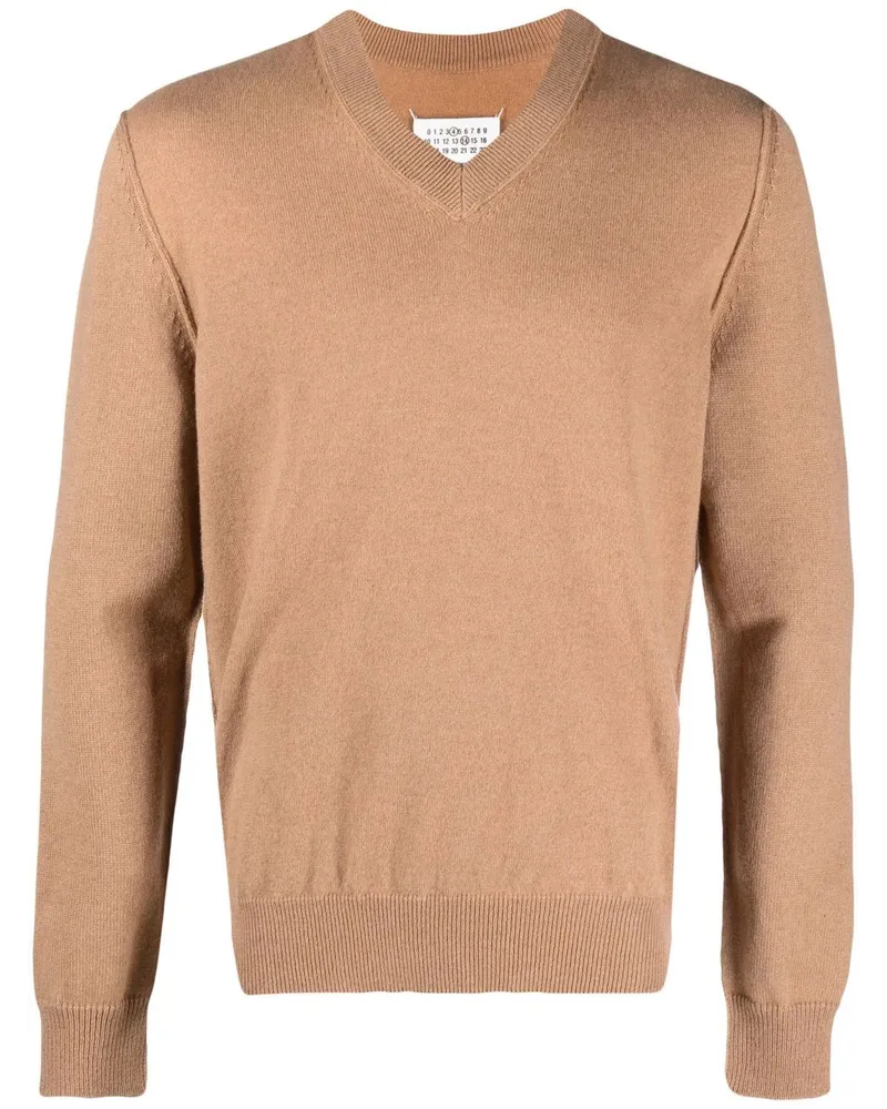 Maison Margiela Kaschmirpullover mit V-Ausschnitt - Braun Braun