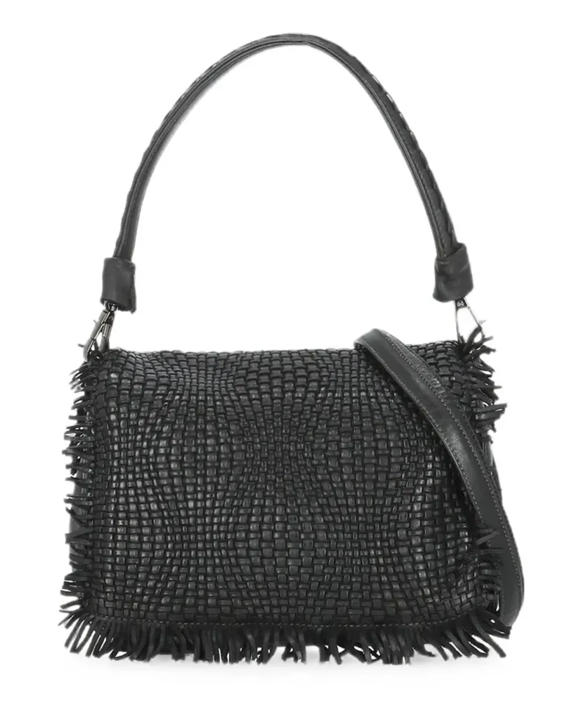 Reptile's House Geflochtene Anfora Schultertasche - Schwarz Schwarz