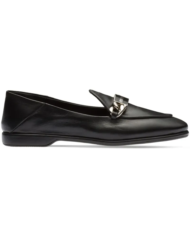 Miu Miu Loafer mit Logo-Schild - Schwarz Schwarz