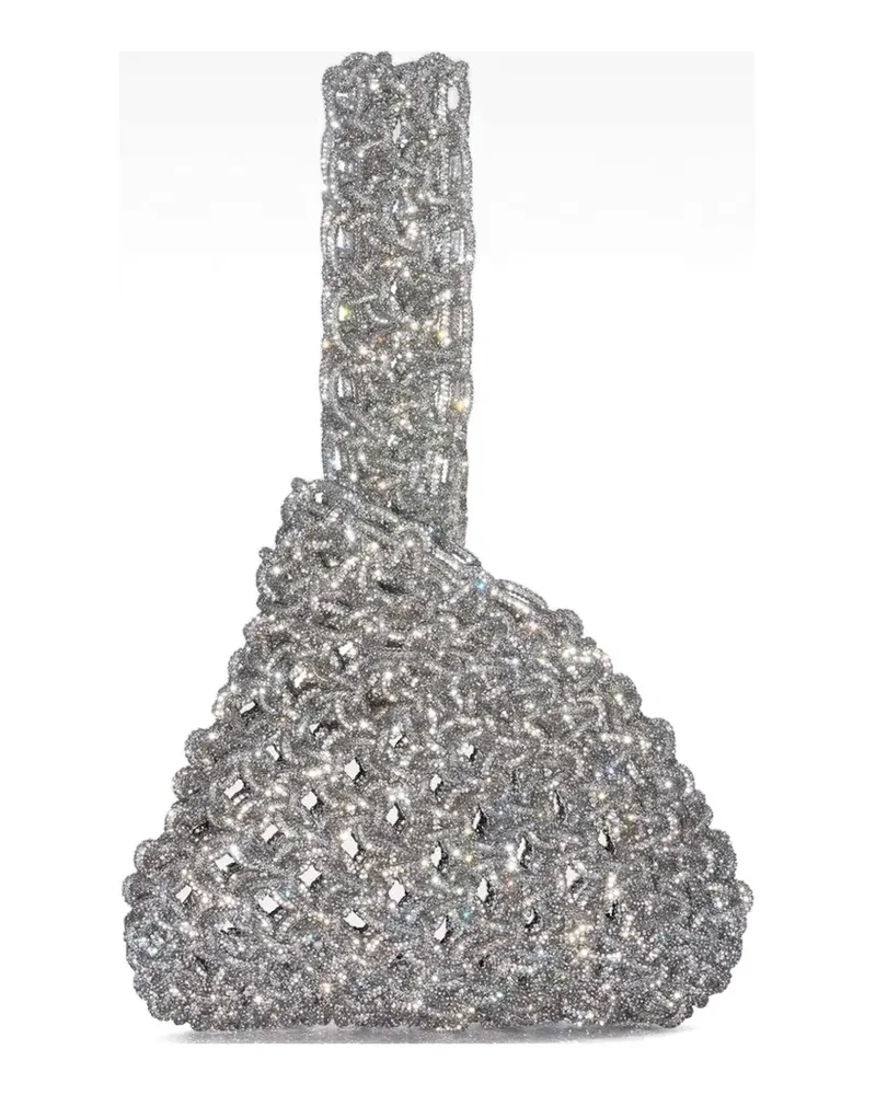 HIBOURAMA Niky crystal-embellished woven tote bag - Silber Silber