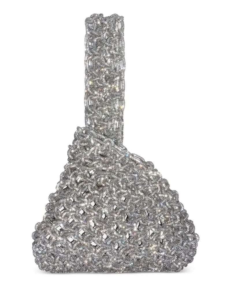 HIBOURAMA Niky crystal-embellished woven tote bag - Silber Silber