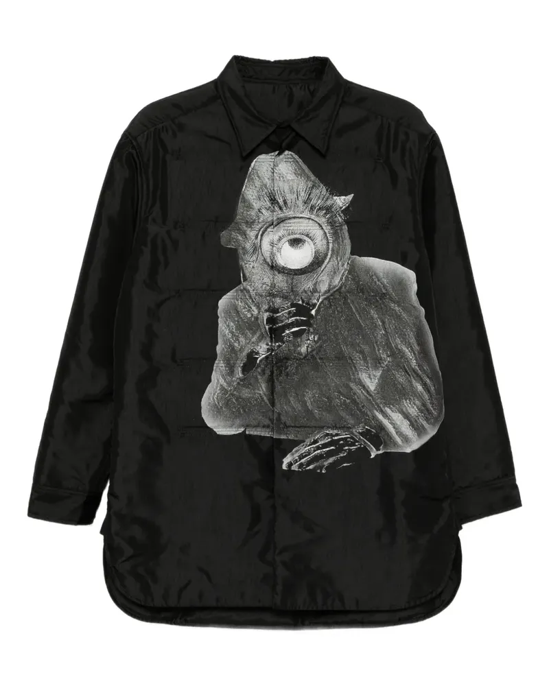 Yohji Yamamoto Hemdjacke mit Print - Schwarz Schwarz
