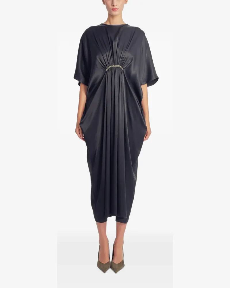 Irina Schrotter Kristallverziertes Aysha Midikleid mit Falten - Schwarz Schwarz