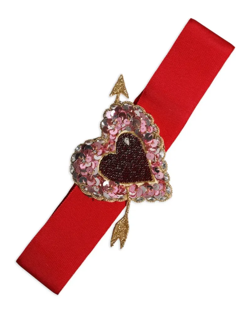 Dolce & Gabbana Gürtel aus Seidenband mit Herzdetail - Rot Rot
