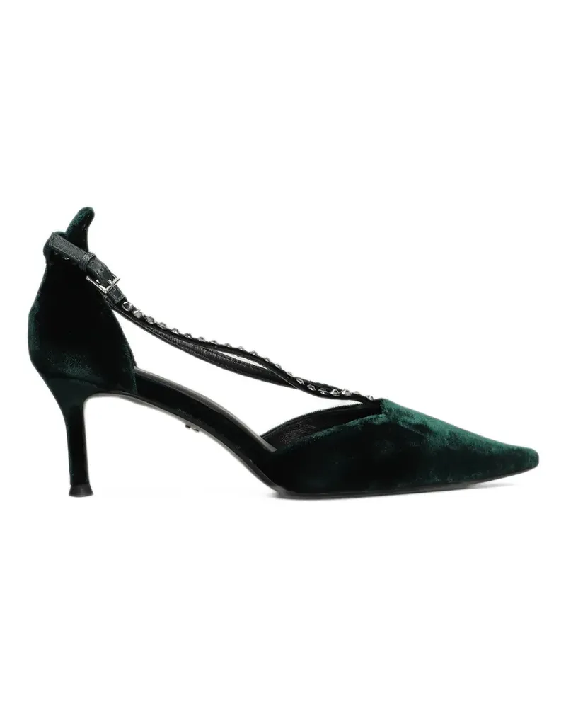 Lola Cruz Mirabella 65 Pumps aus Samt mit Kristallen - Grün Grün