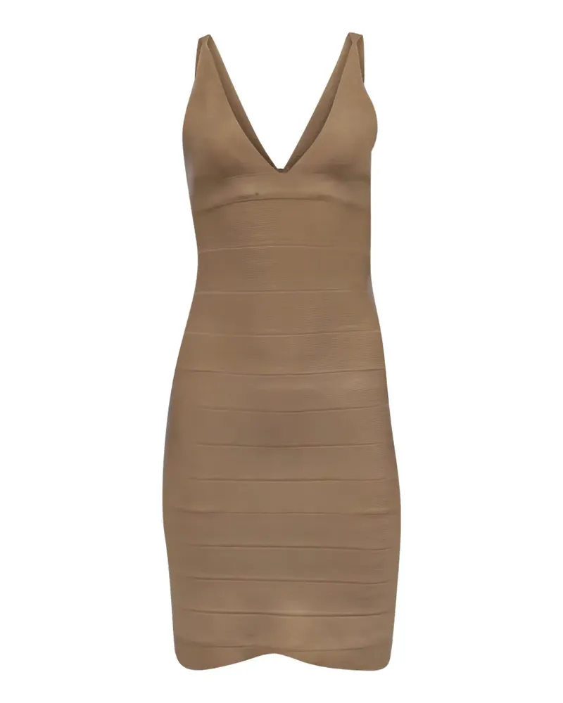 Hervé Léger V-neck mini dress - Braun Braun