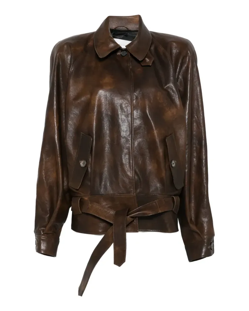 Magda Butrym Lederjacke mit Gürtel - Braun Braun