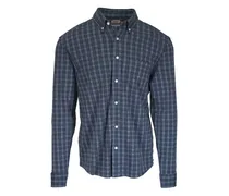Kariertes Button-down-Hemd - Blau