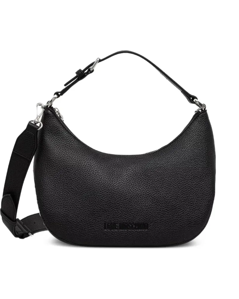 Moschino logo-lettering pebbled shoulder bag - Schwarz Schwarz