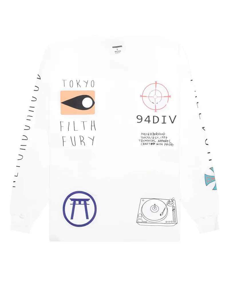 Neighborhood Sweatshirt mit grafischem Print - Weiß Weiß