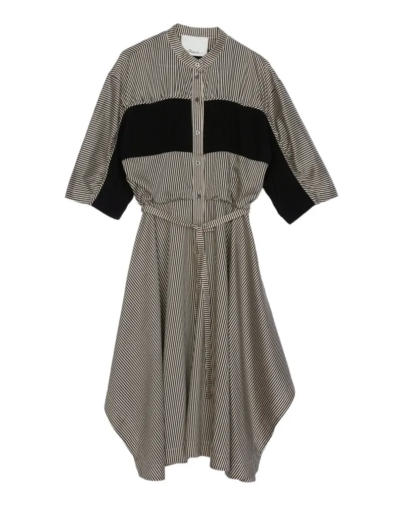 3.1 phillip lim striped-pattern belted dress - Schwarz Schwarz