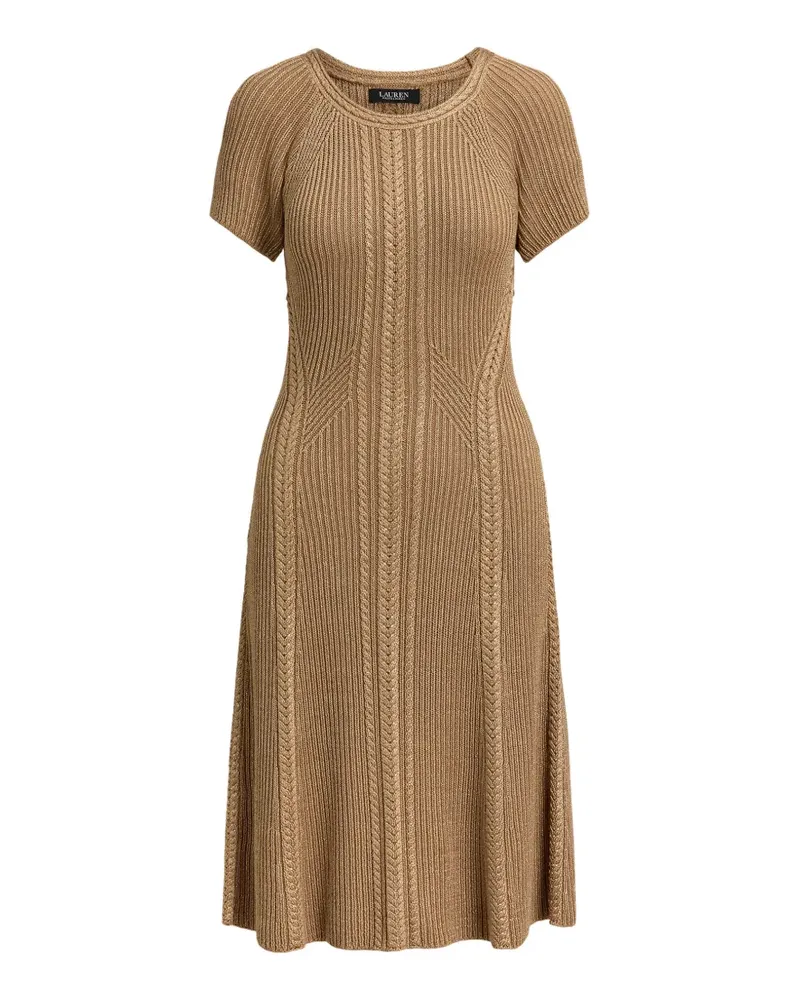 Ralph Lauren Geripptes Midikleid mit Zopfmuster - Nude Nude