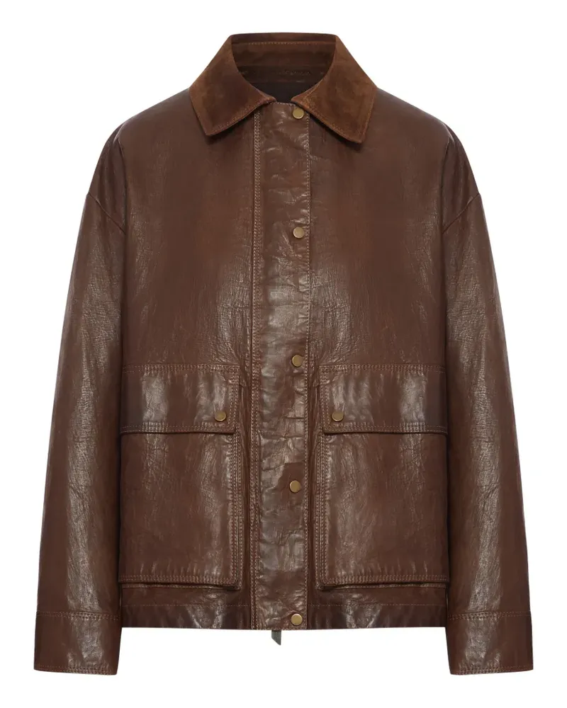 Salvatore Santoro suede-collar buttoned jacket - Braun Braun