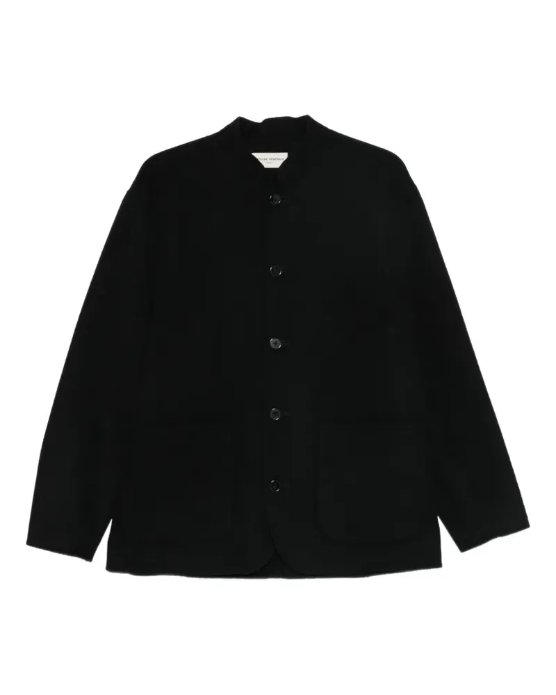 Officine Generale Jacke mit Mandarinkragen-Patch - Schwarz Schwarz