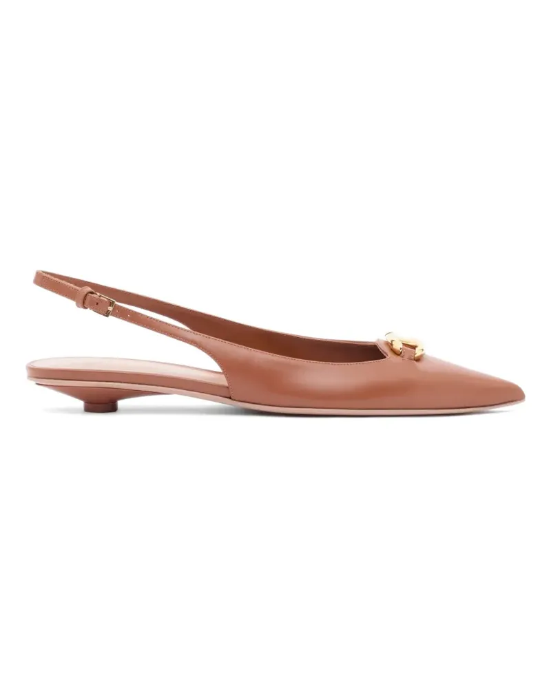 Valentino Garavani VLogothe Bold Edition calfskin slingback ballerinas 20mm - Braun Braun