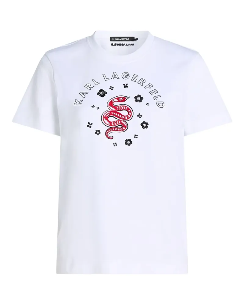Karl Lagerfeld snake-embroidered T-shirt - Weiß Weiß