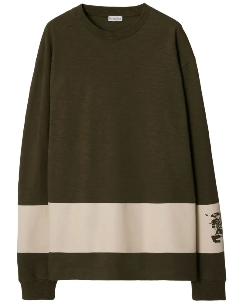 Burberry Gestreiftes Sweatshirt mit EKD-Print Grün