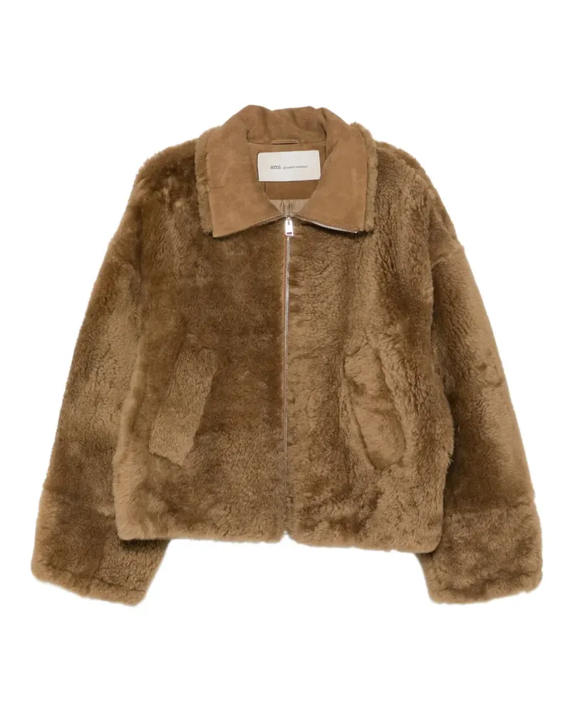 AMI Paris Mantel mit Shearling-Effekt - Braun Braun