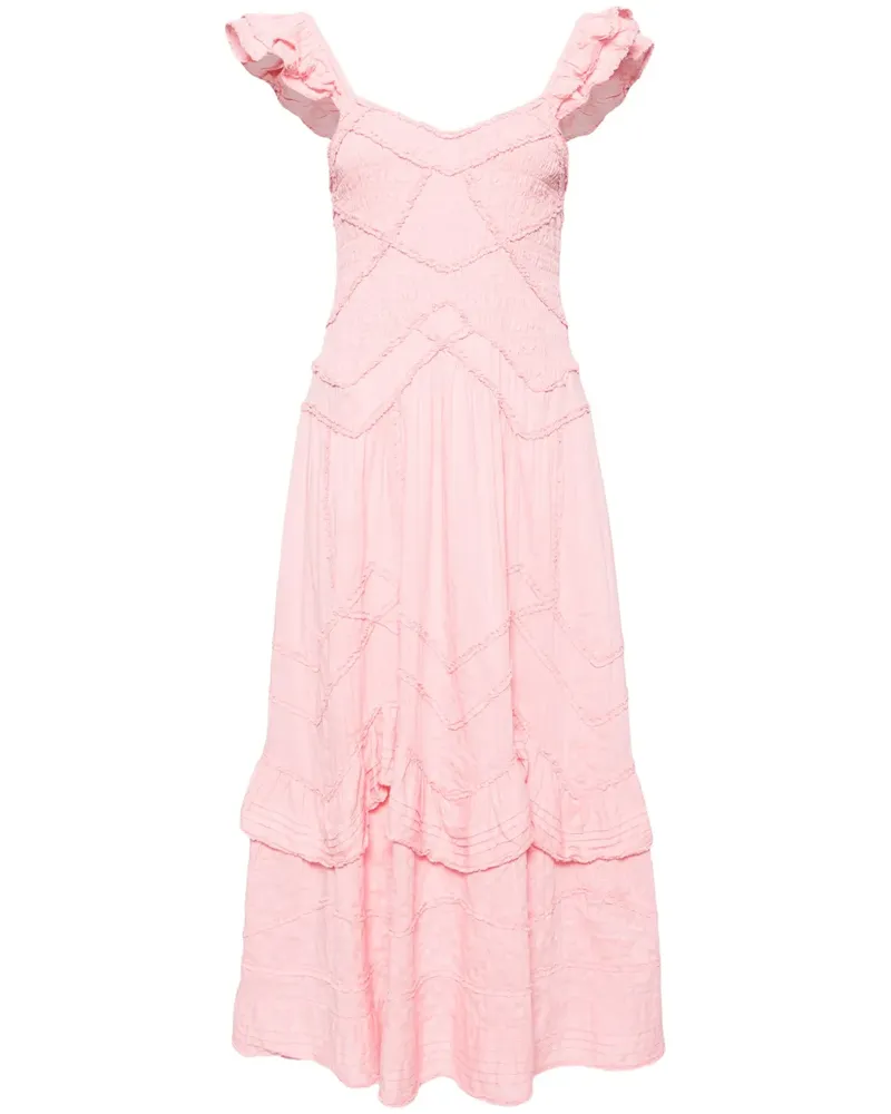 LoveShackFancy Gesmoktes Brin Midikleid - Rosa Rosa