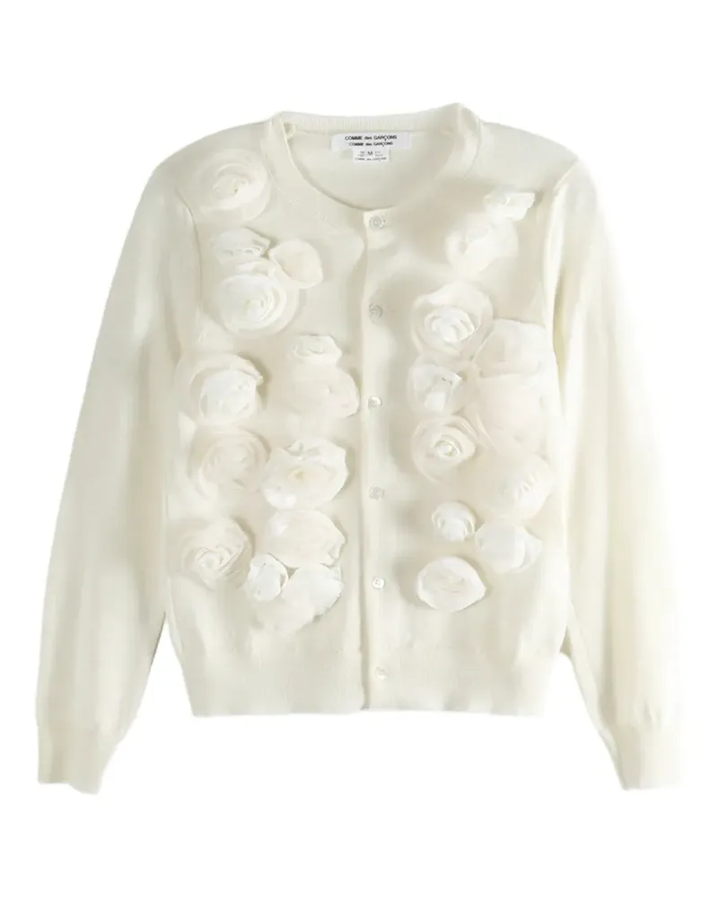 Comme des Garçons floral-appliqué cardigan - Weiß Weiß