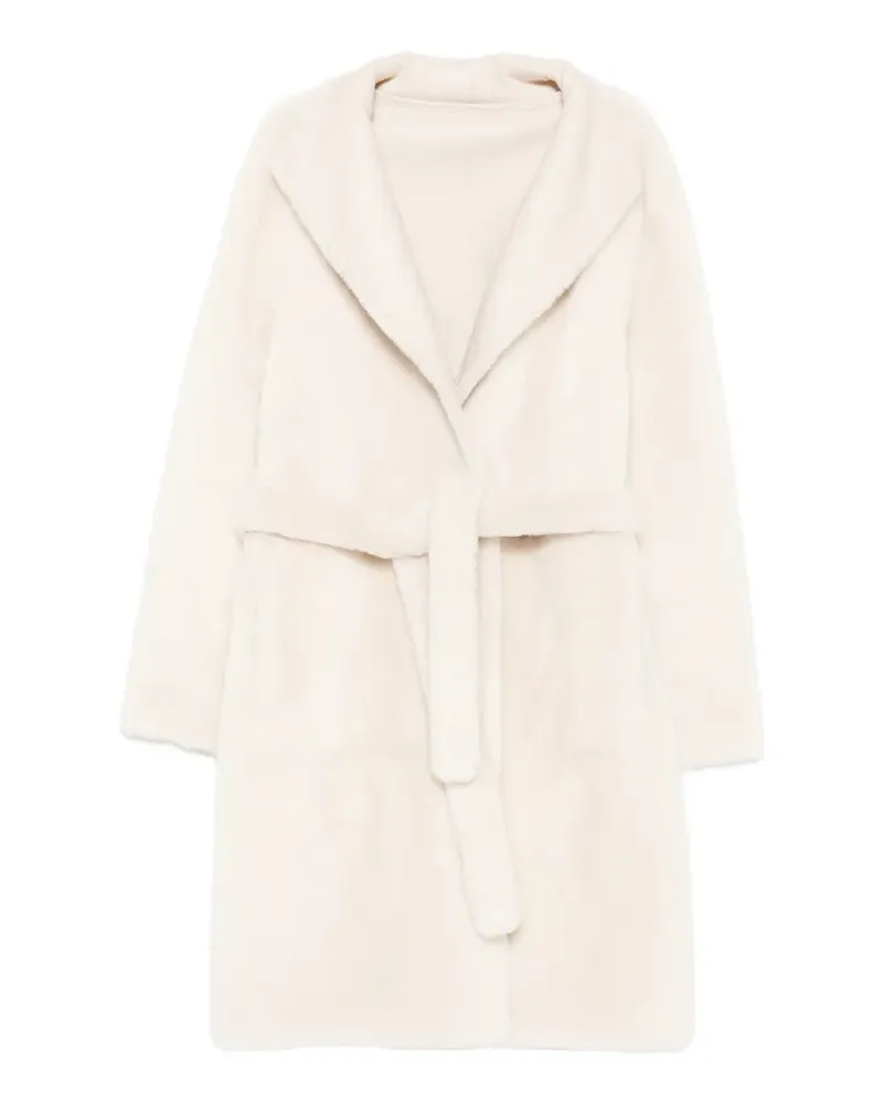 Yves Salomon Mantel aus Shearling mit Gürtel - Nude Nude