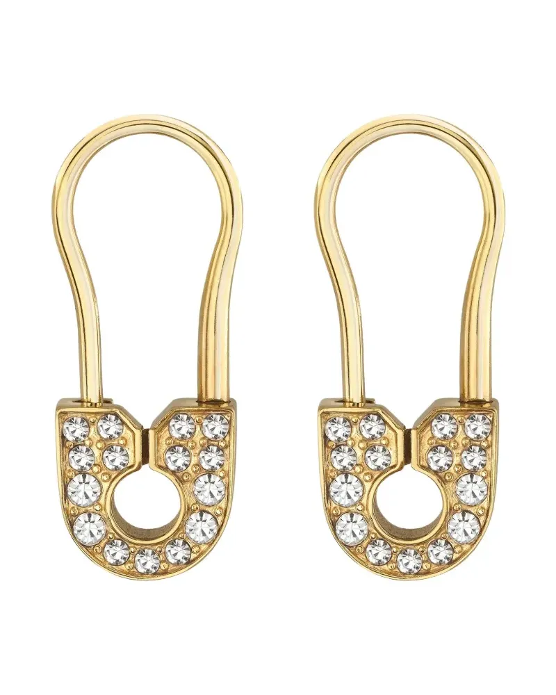 Philipp Plein Plein Safety Pin earrings - Gold Gold