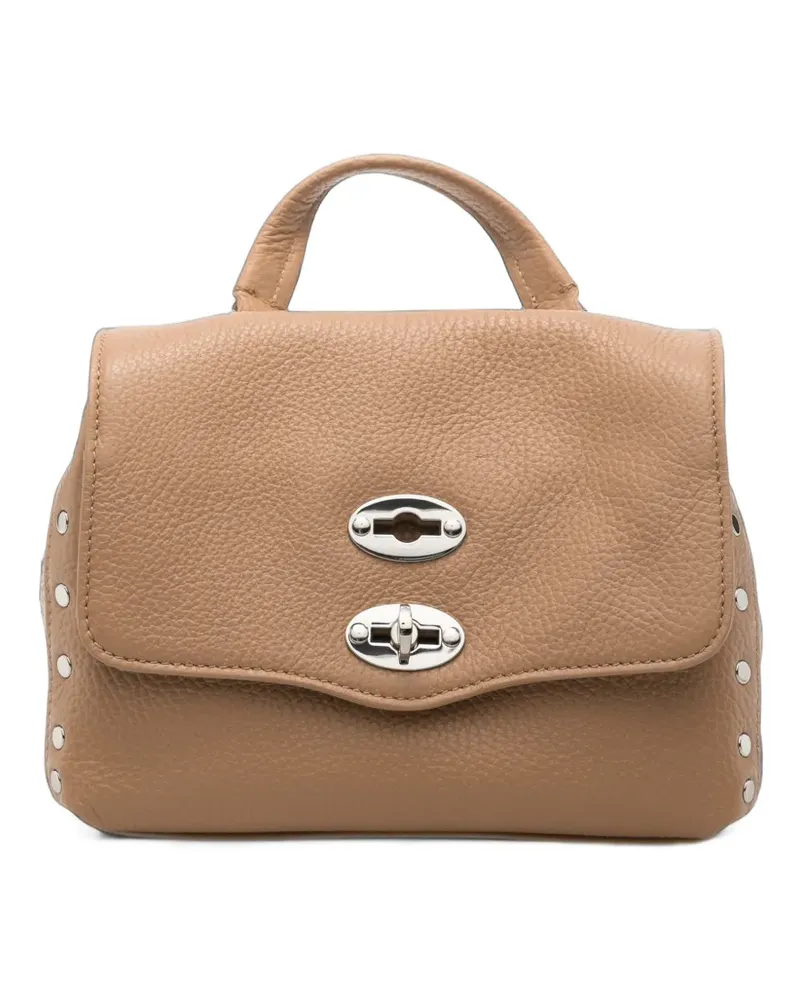 Zanellato Postina stud-embellished leather clutch bag - Nude Nude