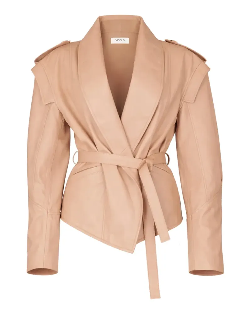 VICOLO belted epaulette-detail jacket - Nude Nude