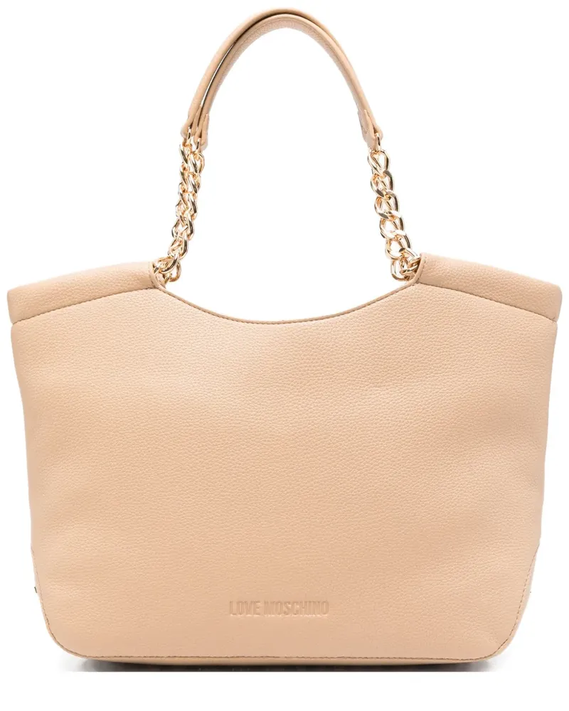 Moschino Tote Bag mit Logo-Schriftzug - Nude Nude