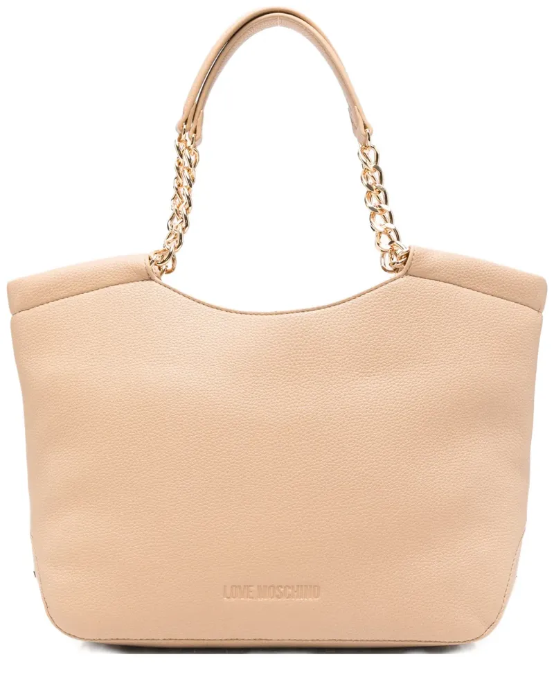 Moschino Tote Bag mit Logo-Schriftzug - Nude Nude