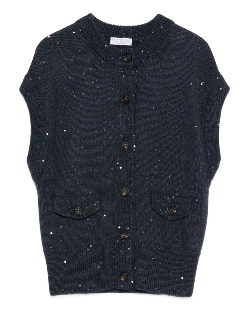 Brunello Cucinelli sequin-embellished cardigan - Blau Blau