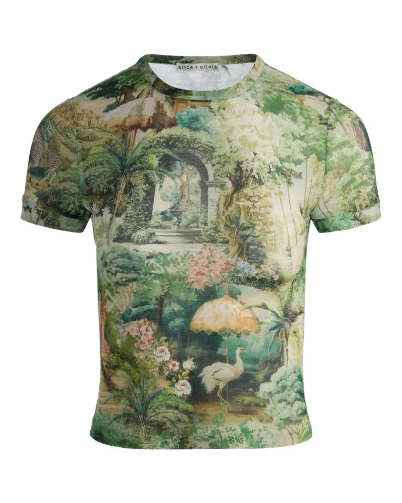 Alice + Olivia Tess landscape-print T-shirt - Grün Grün
