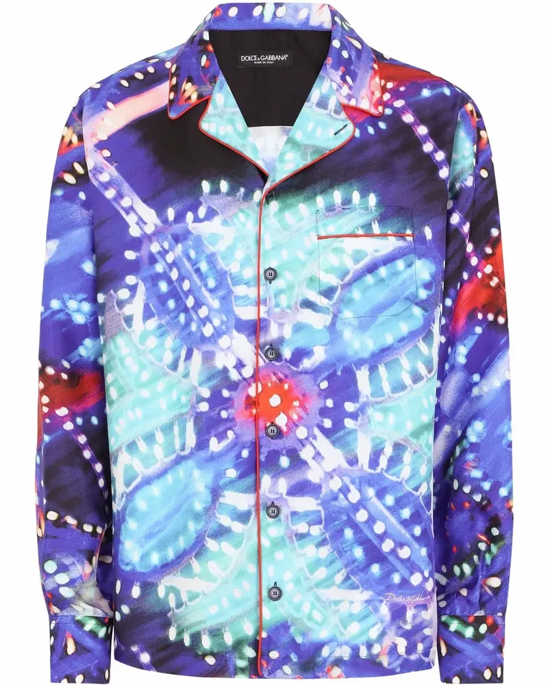 Dolce & Gabbana Seidenhemd mit psychedelischem Print - Violett Violett