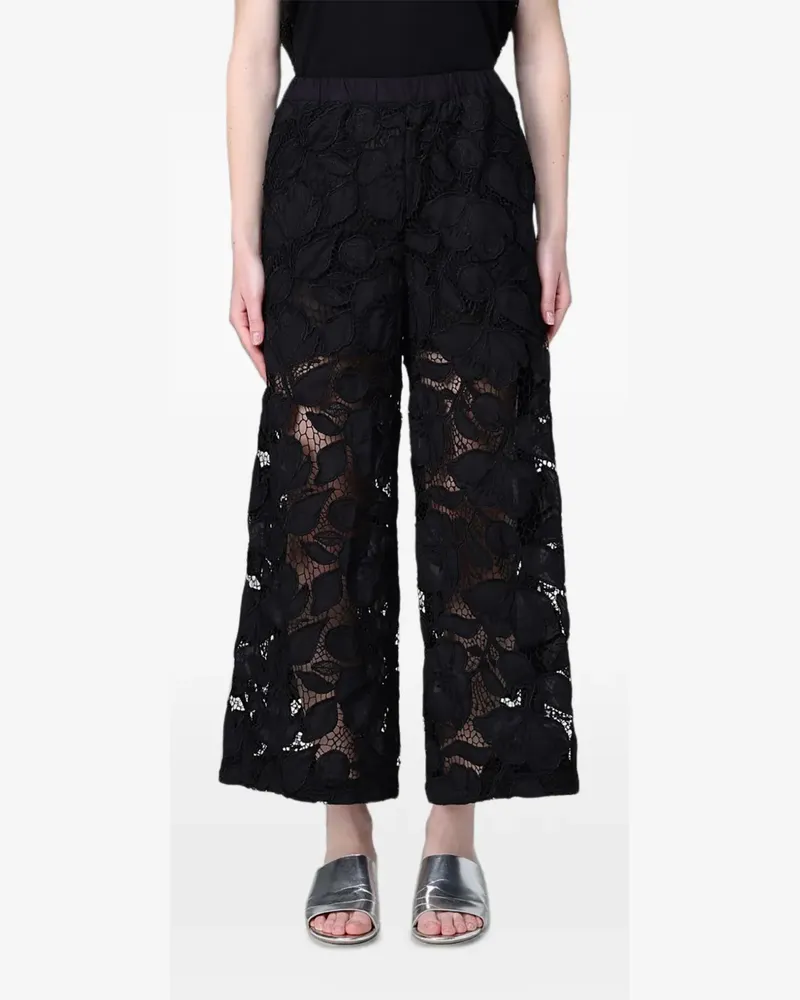 MEIMEIJ lace-embroidered palazzo pants - Schwarz Schwarz