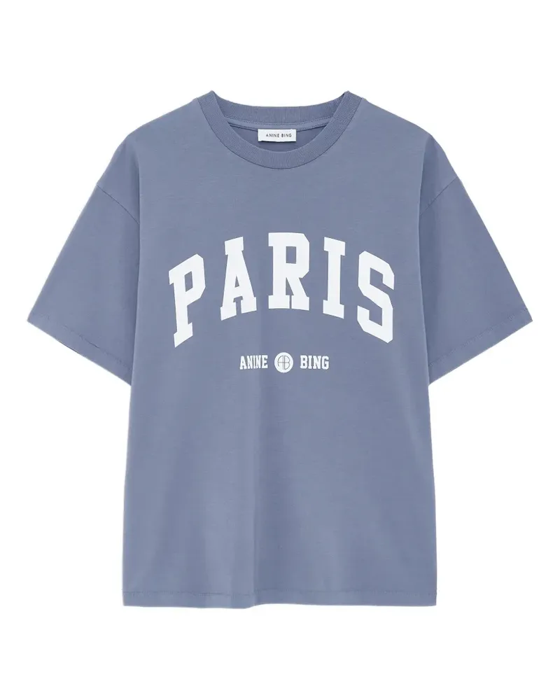 Anine Bing Cade T-Shirt Paris University - blau gewaschen Blau