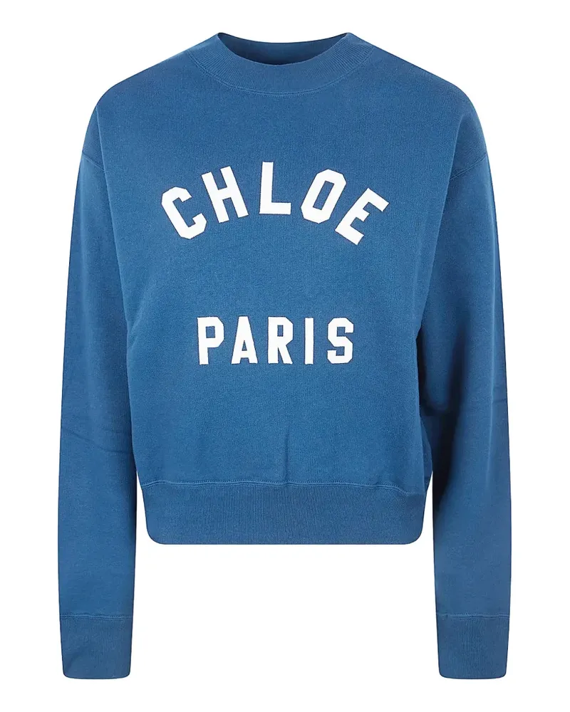 Chloé patch-appliqué turtleneck sweatshirt - Blau Blau