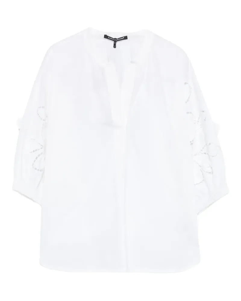 Luisa Cerano broderie-anglaise V-neck blouse - Weiß Weiß