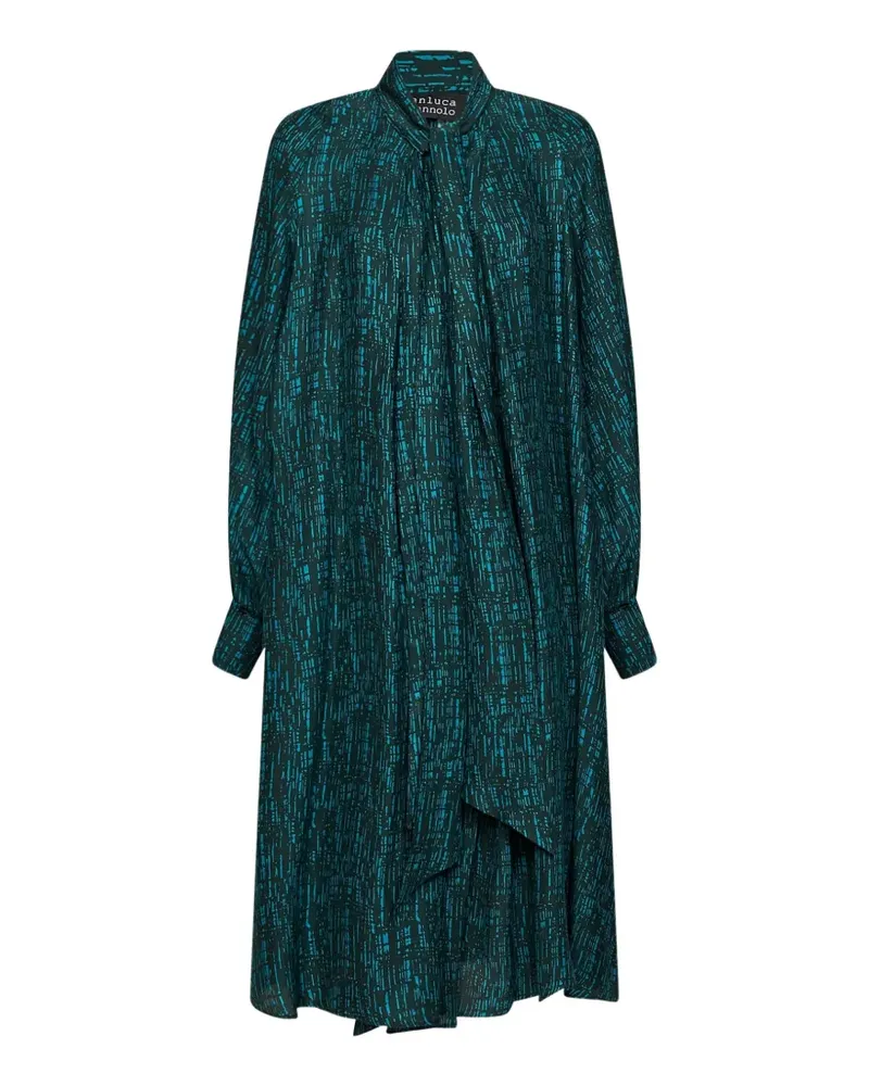 Gianluca Capannolo check-print tie-neck dress - Grün Grün
