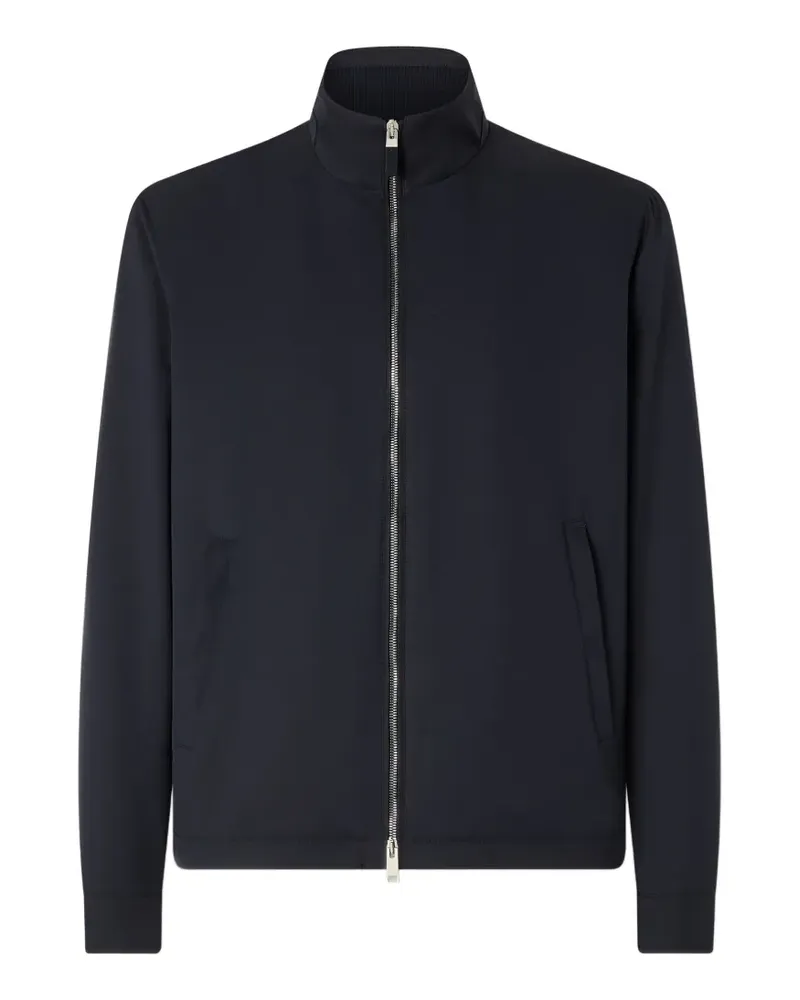 Ermenegildo Zegna Marineblaue Motorin 100cc Blousonjacke aus Mikrofaser Blau