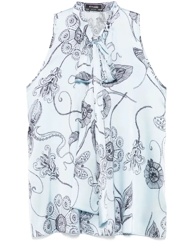 STYLAND Bluse mit Blumen-Print - Blau Blau
