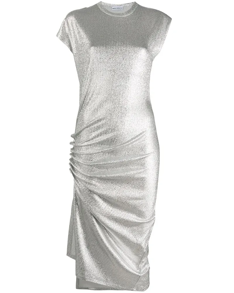 Paco Rabanne Gerafftes Metallic-Kleid - Silber Silber