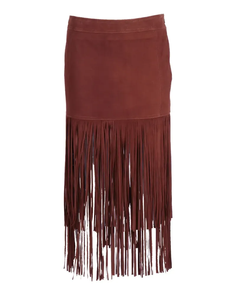 Ermanno Scervino fringe-trim suede skirt - Braun Braun