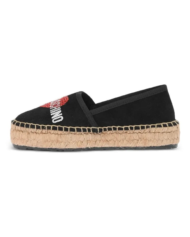 Moschino rhinestone-logo platform espadrilles - Schwarz Schwarz