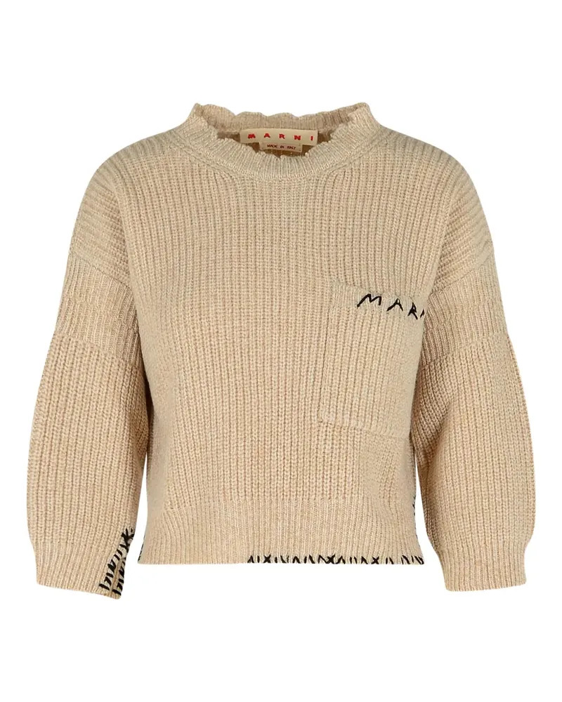 Marni Bestickter Pullover mit seitlichem Schlitz - Nude Nude