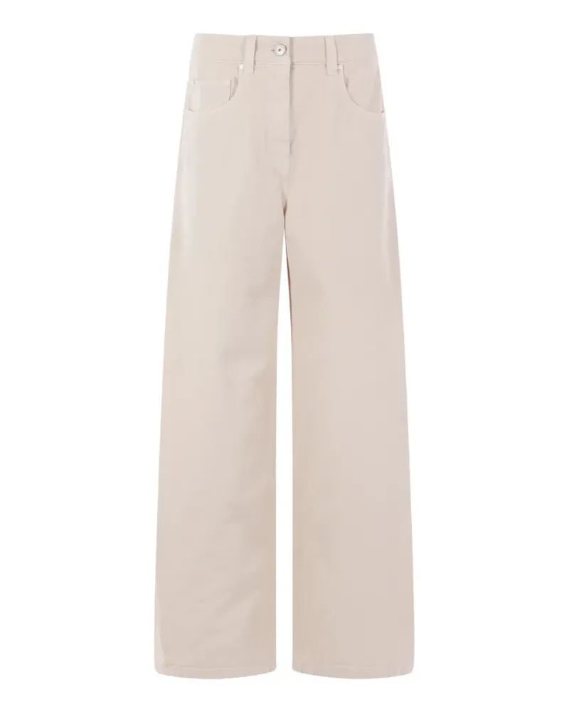 Brunello Cucinelli Gerade Jeans mit Logo-Patch - Nude Nude